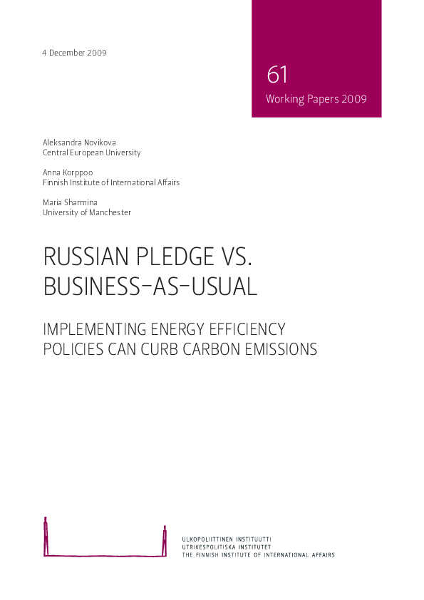 (PDF) Russian pledge vs. business-as-usual: Implementing energy ...