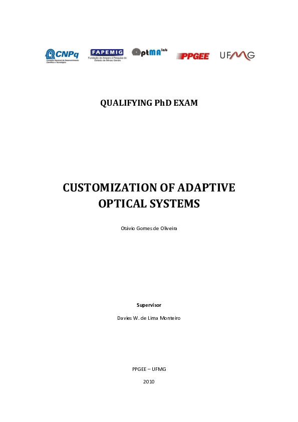 (PDF) CUSTOMIZATION OF ADAPTIVE OPTICAL SYSTEMS Otávio Gomes de