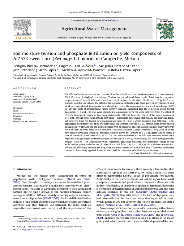 (PDF) Soil moisture tension and phosphate fertilization on yield ...