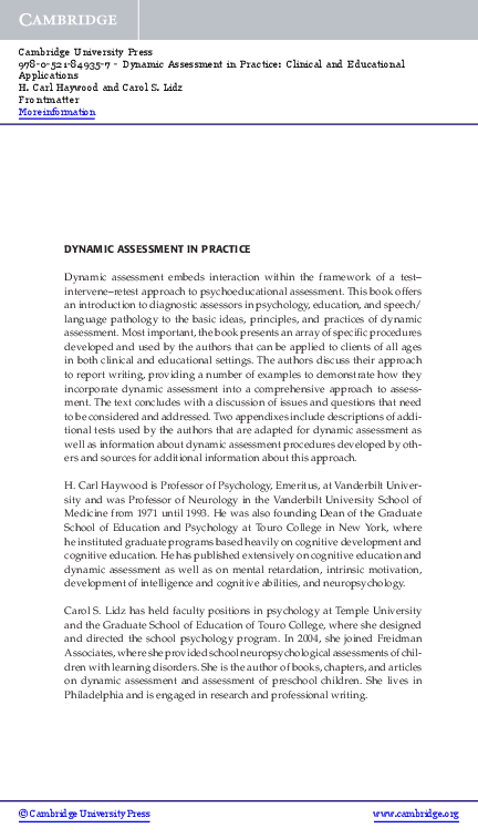 (PDF) DYNAMIC ASSESSMENT IN PRACTICE