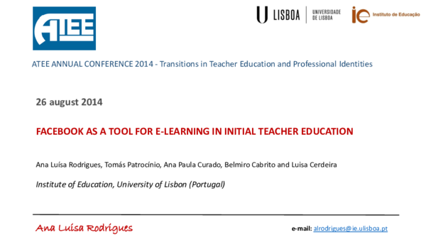 (PDF) Facebook as a tool for e-learning in Initial Teacher Education