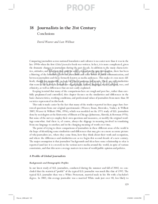 (PDF) David H. Weaver and Lars Willnat (2012). Conclusions. In David H ...