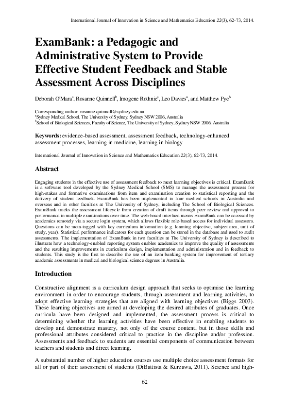 (PDF) ExamBank: a Pedagogic and Administrative System to Provide ...