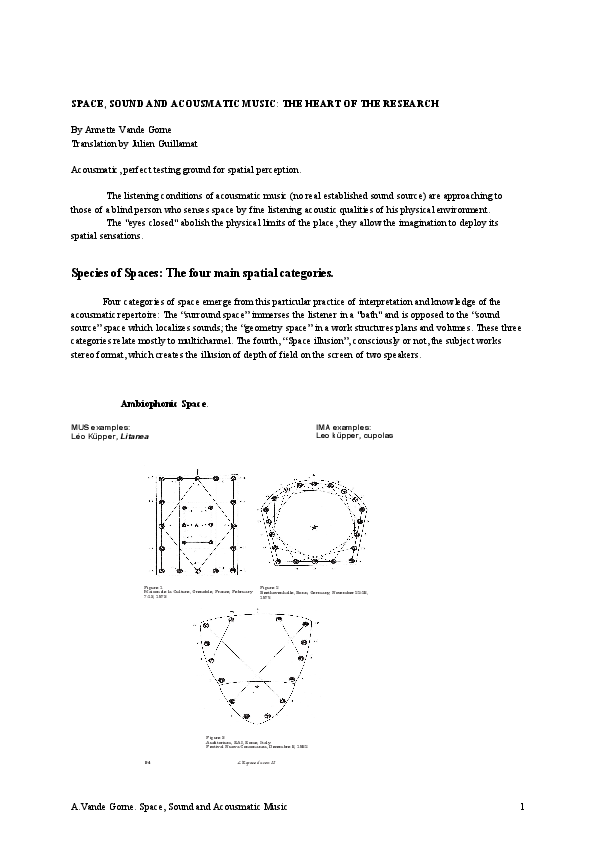 Pdf Space Sound And Acousmatic Music Annette Vande Gorne Academia Edu