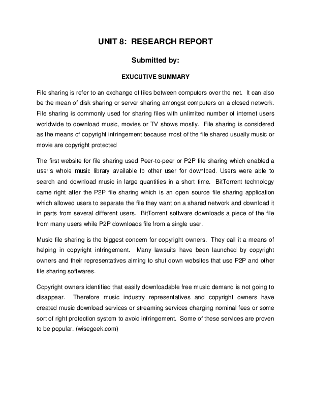 (DOC) UNIT 8: RESEARCH REPORT