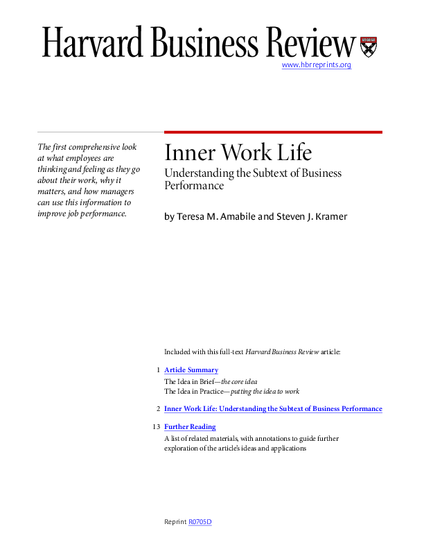 (PDF) Inner Work Life Understanding the Subtext of Business Performance