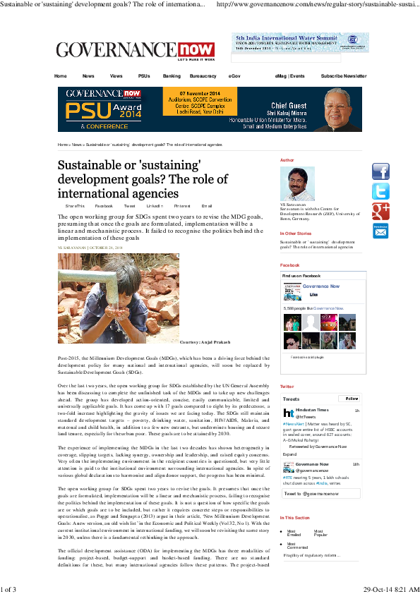 (PDF) Sustainable or 'sustaining' development goals: the role of ...