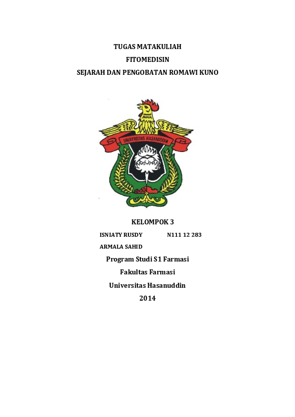 (DOC) TUGAS MATAKULIAH FITOMEDISIN SEJARAH DAN PENGOBATAN (DOC) TUGAS MATAKULIAH FITOMEDISIN SEJARAH DAN PENGOBATAN