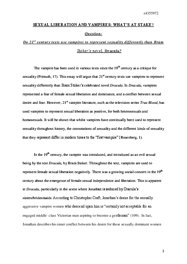 (DOC) Vampires and Sexuality: What's At Stake