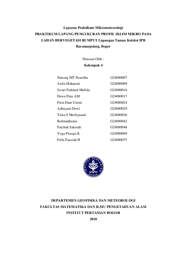 (DOC) Laporan Praktikum Mikrometeorologi PRAKTIKUM LAPANG PENGUKURAN