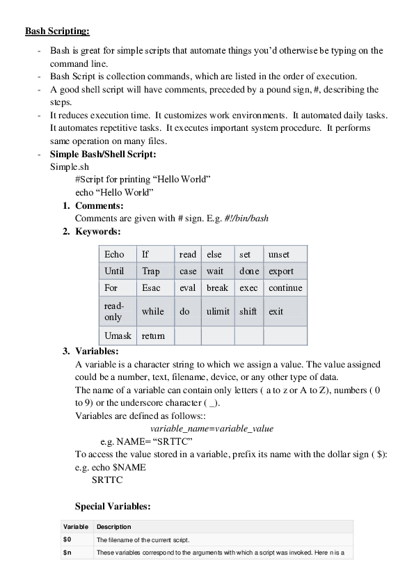 (DOC) Bash Scripting