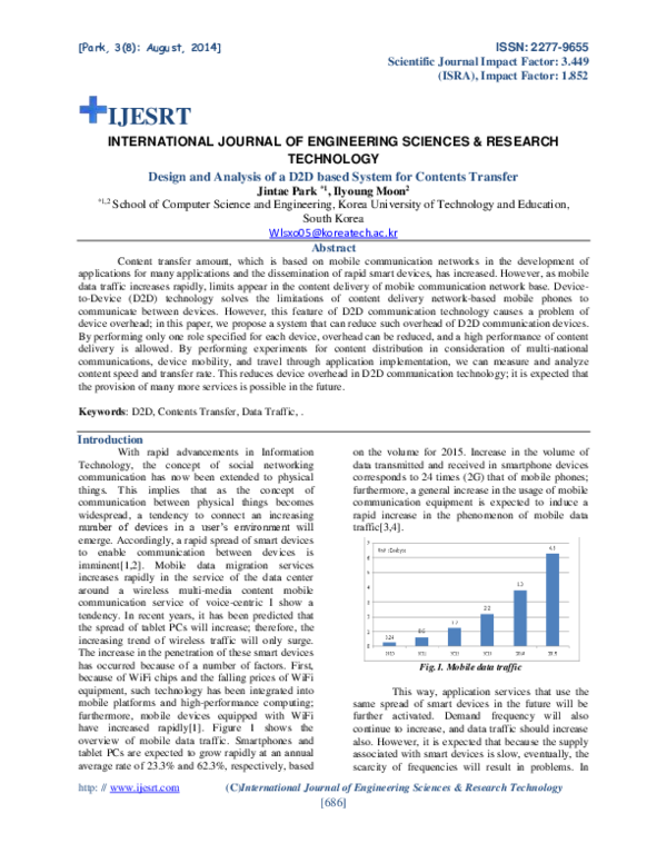 (PDF) Design and Analysis of a D2D based System for Contents Transfer