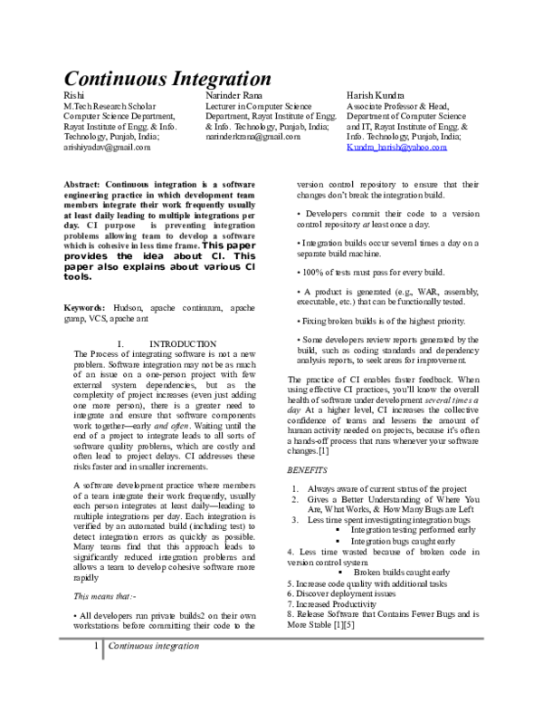 (DOC) Continuous Integration