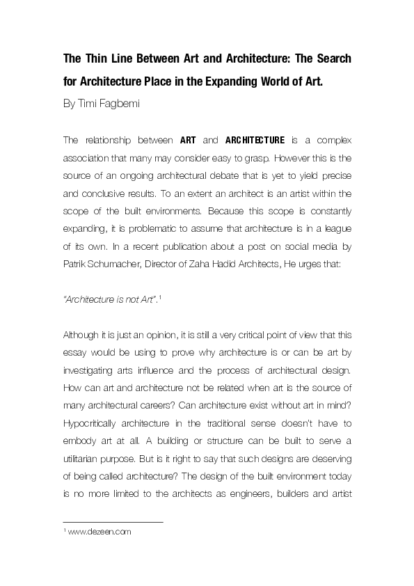 (PDF) The Thin Line Between Art and Architecture The Search for