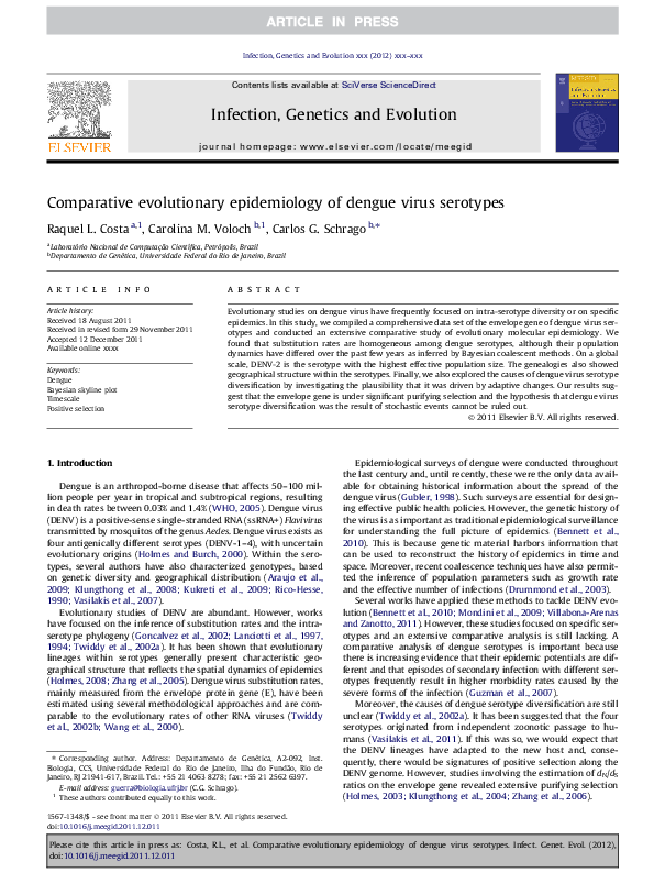 (PDF) Comparative evolutionary epidemiology of dengue virus serotypes
