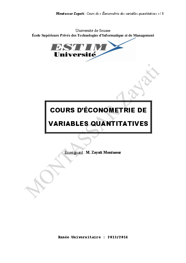 Econometrie Research Papers Academia Edu