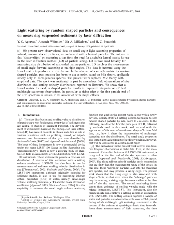(PDF) Light scattering by random shaped particles and consequences on ...