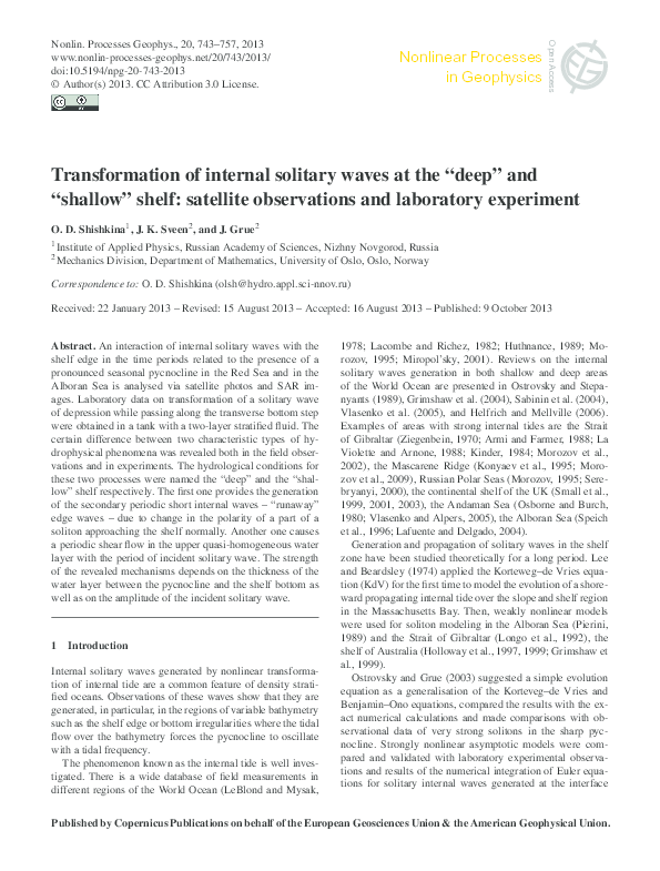 (PDF) Transformation of internal solitary waves at the “deep” and ...