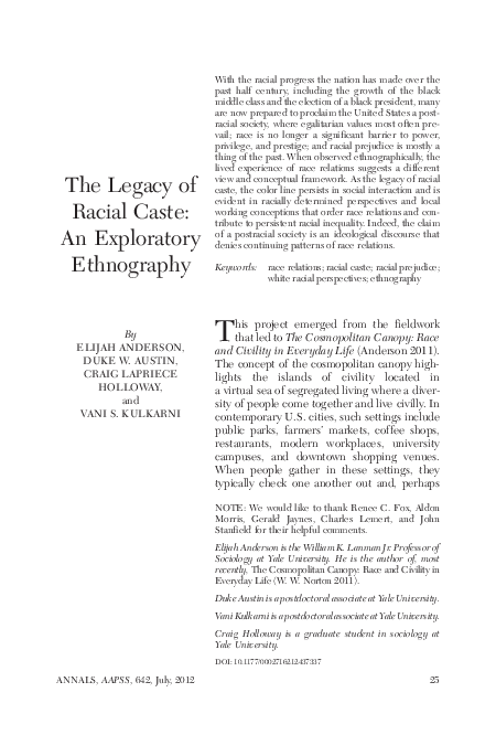 Pdf The Legacy Of Racial Caste An Exploratory Ethnography Vani