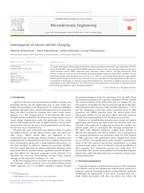 (PDF) Investigation of silicon nitride charging