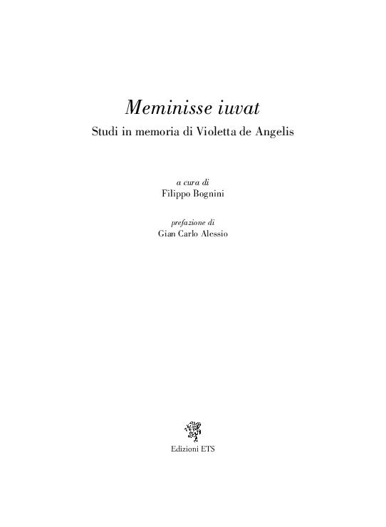 (PDF) Indice miscellanea Meminisse iuvat in memoria di V. de Angelis