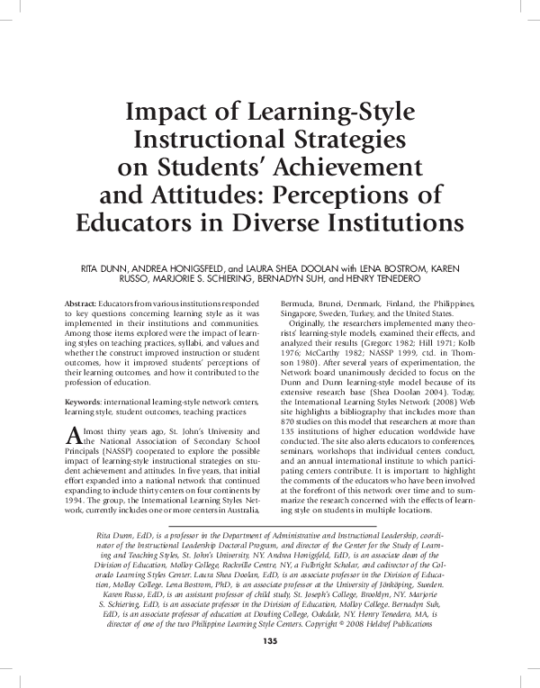 (PDF) Impact of learning-style instructional strategies on students ...
