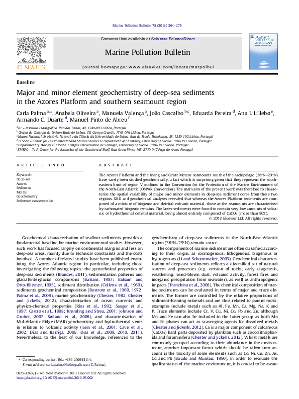 (PDF) Major and minor element geochemistry of deep-sea sediments in the ...
