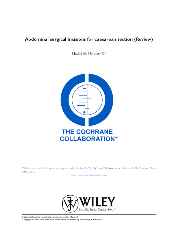 (PDF) Abdominal surgical incisions for caesarean section (Review