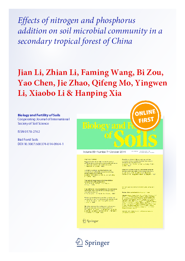 (PDF) Effects of nitrogen and phosphorus addition on soil microbial ...