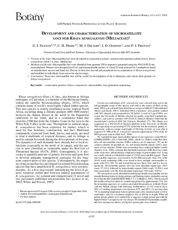 (PDF) Development and characterization of microsatellite loci for Khaya ...