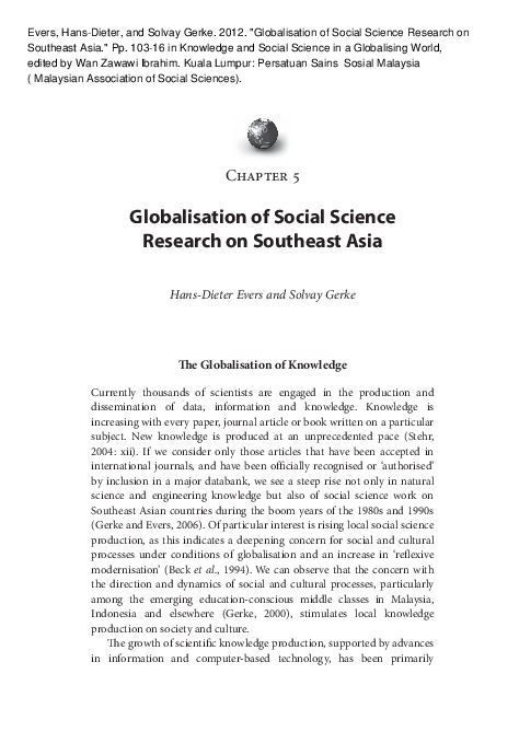(PDF) Globalisation of Social Science Research on Southeast Asia
