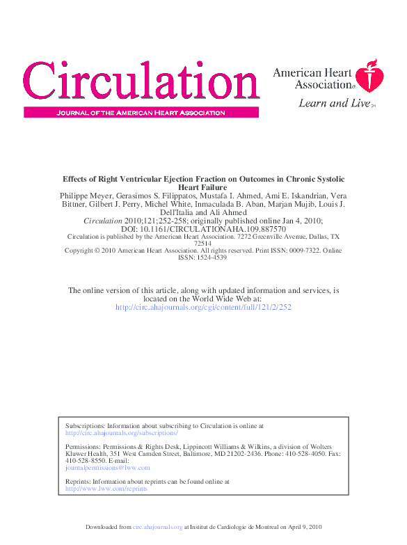 (PDF) Effects of Right Ventricular Ejection Fraction on Outcomes in ...