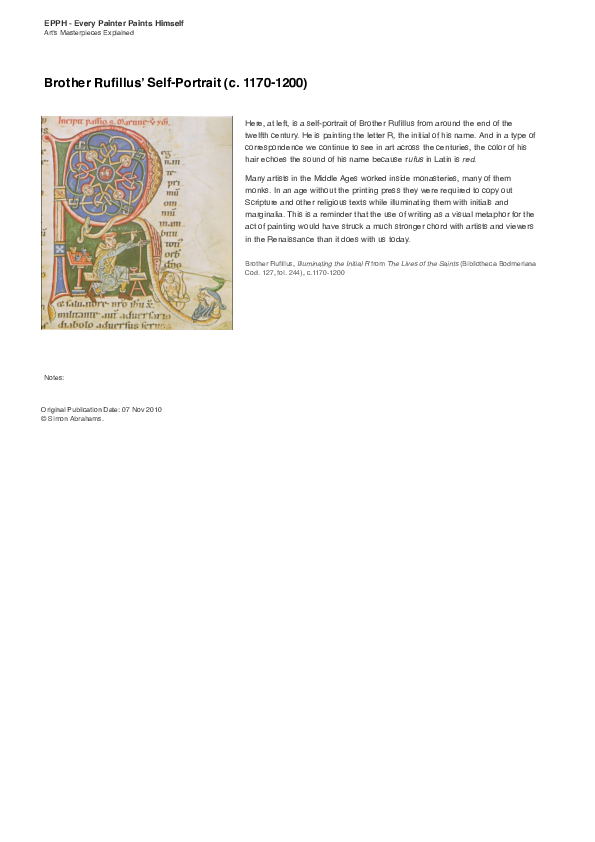 (PDF) Brother Rufillus’ Self-Portrait (c. 1170-1200)