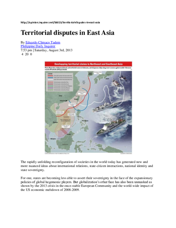 (DOC) Territorial Disputes in East and Southeast Asia