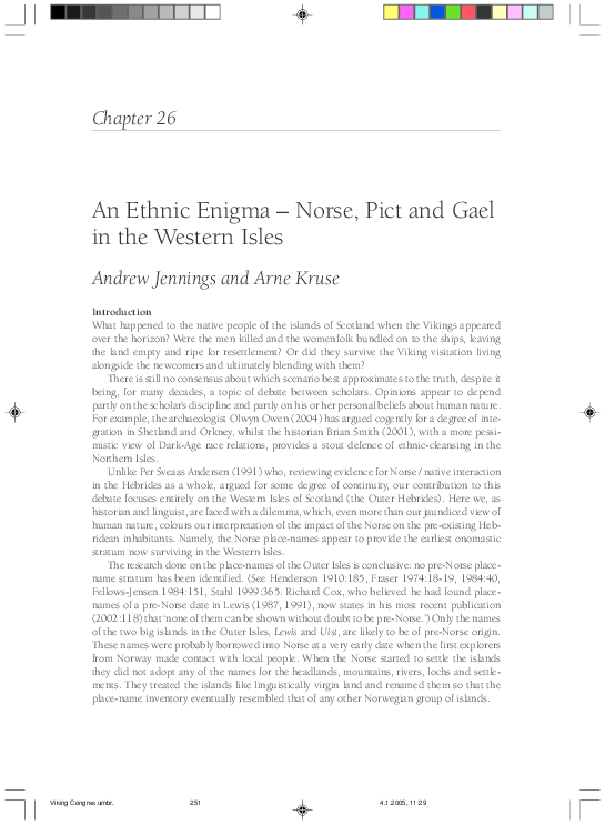 An Ethnic Enigma – Norse, Pict and Gael in the Western Isles