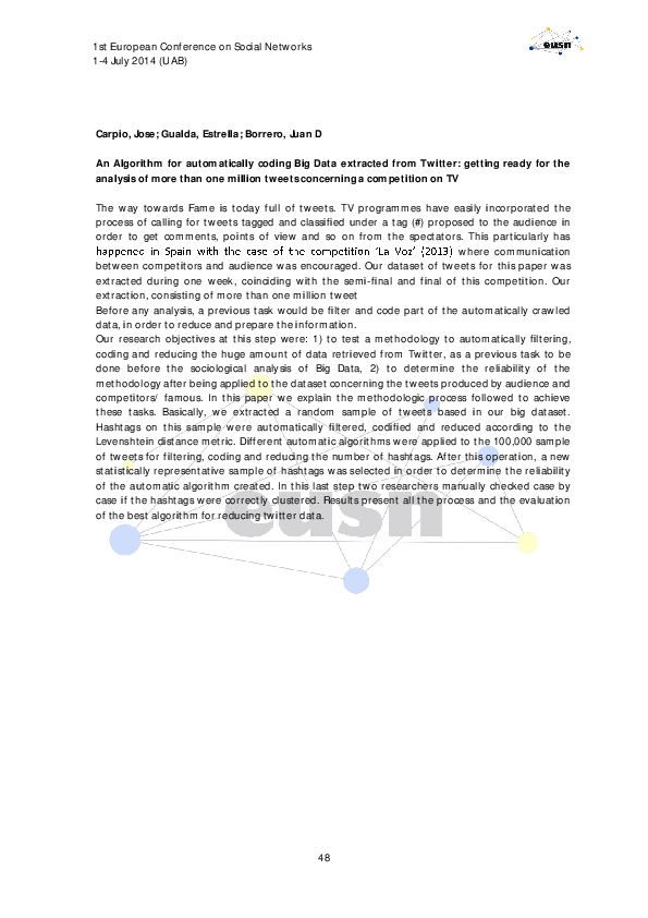 (PDF) An Algorithm for automatically coding Big Data extracted from ...