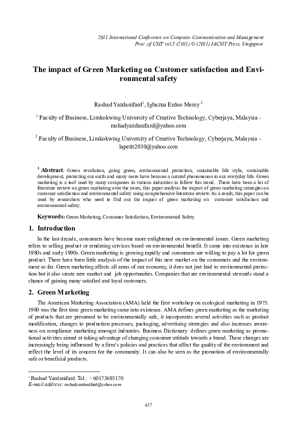(PDF) The Impact of Green Marketing on Consumer Satisfaction and ...