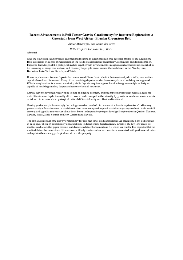 (PDF) Recent Advancements in Full Tensor Gravity Gradiometry for ...