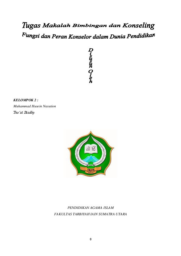 Doc Fungsi Dan Peran Konselor Dalam Dunia Pendidikan Husein Ar Rasyid Academia Edu