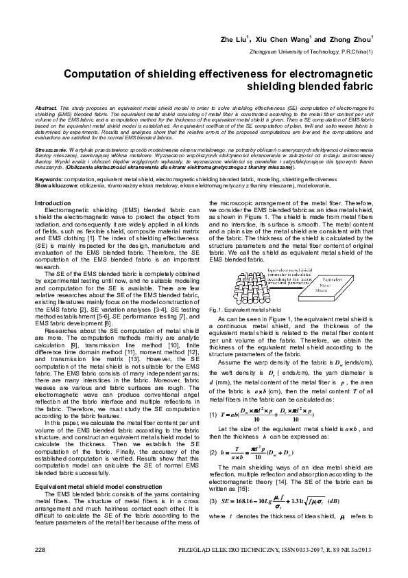 (PDF) Computation of shielding effectiveness for electromagnetic ...