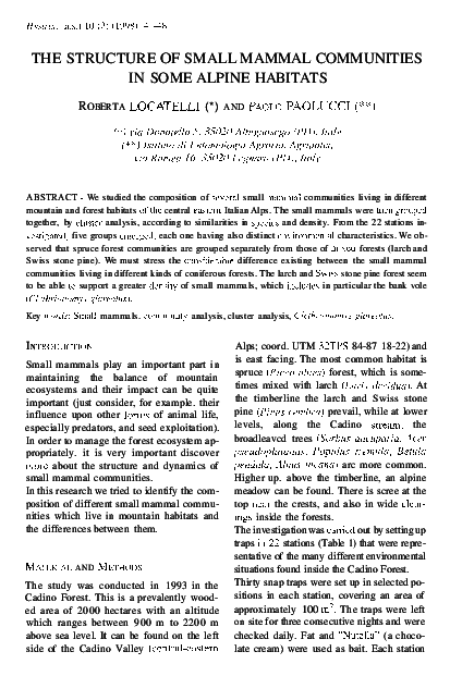 (PDF) THE STRUCTURE OF SMALL MAMMAL COMMUNITIES IN SOME ALPINE HABITATS