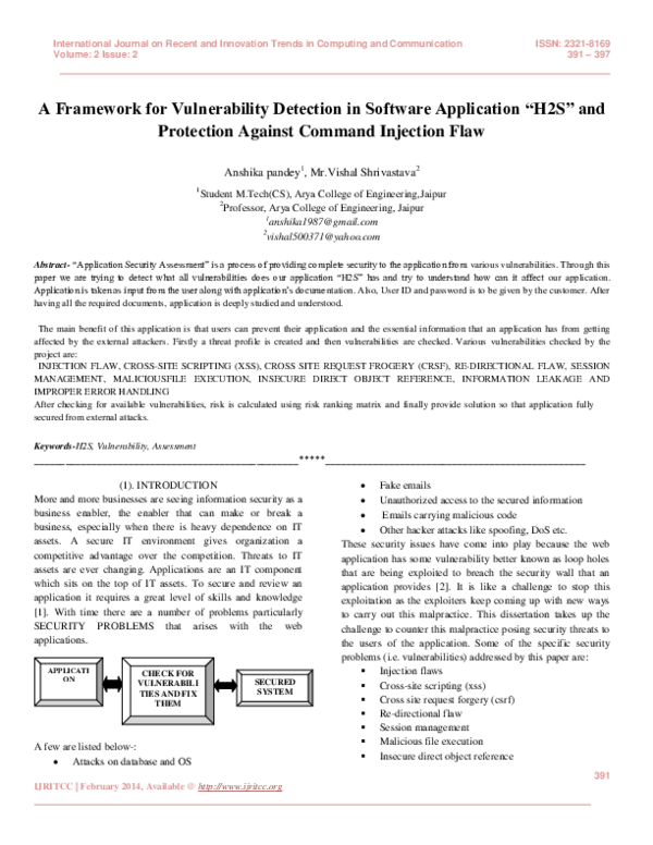 (PDF) A Framework for Vulnerability Detection in Software Application ...