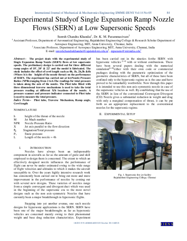 (PDF) Experimental Studyof Single Expansion Ramp Nozzle Flows (SERN) at ...