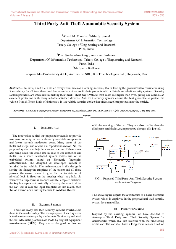 (PDF) Third Party Anti Theft Automobile Security System International