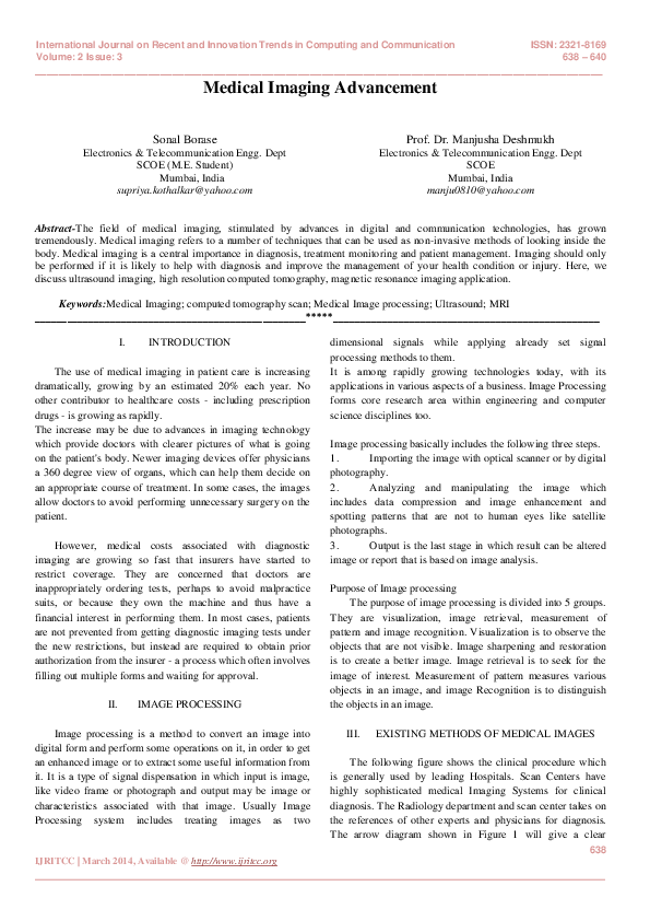 (PDF) Medical Imaging Advancement International Journal IJRITCC
