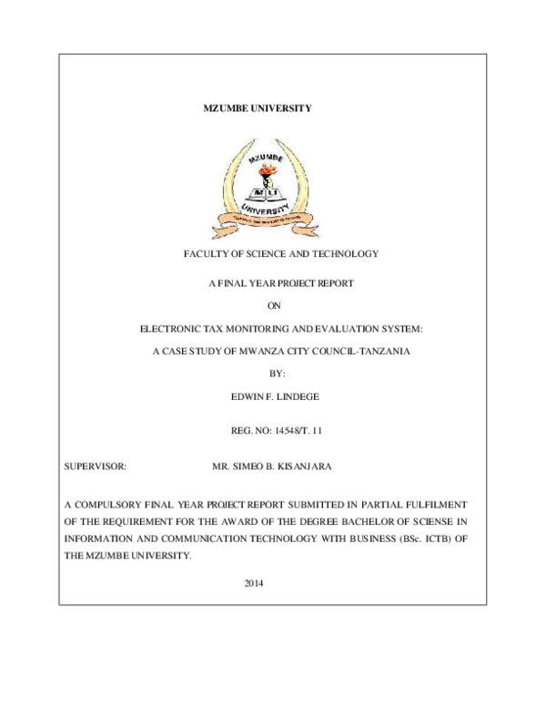  PDF E TAX MONITORING AND EVALUATION SYSTEM IN MWANZA REGION FINAL 
