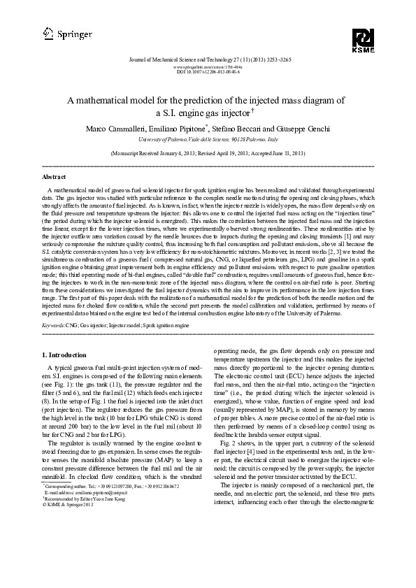 (PDF) A mathematical model for the prediction of the injected mass ...