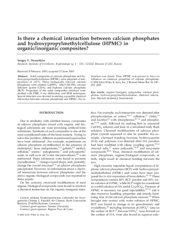(PDF) Is there a chemical interaction between calcium phosphates and