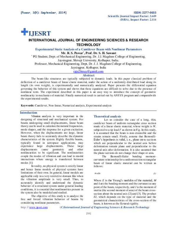 (PDF) Experimental Static Analysis of a Cantilever Beam with Nonlinear ...