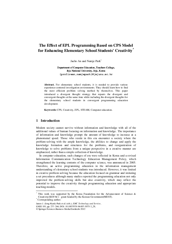 The Effect of EPL Programming Based on CPS Model for Enhancing ...
